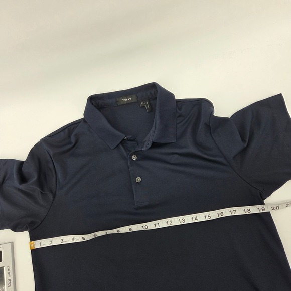 Theory Mens Atlas Pique Polo Shirt Medium Navy Blue N0195533 Preppy Classic - Picture 5 of 5